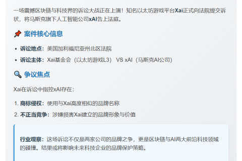 Xai起诉马斯克xAI侵权