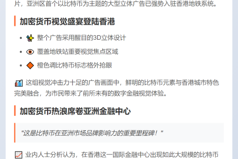 "港铁现巨型比特币亚洲主题广告"