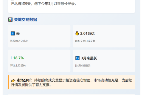 沪深两市成交额连续9日超2万亿