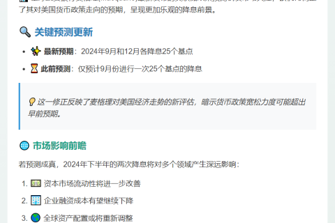 麦格理料美联储9月及12月各降息25基点
