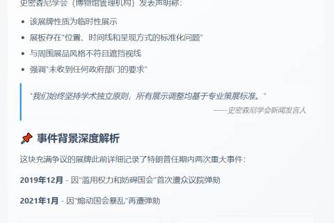 特朗普弹劾案展板拆除 馆方否认白宫干预
