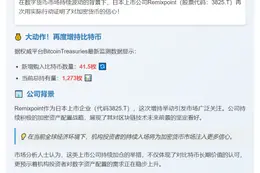 Remixpoint 增持41.5枚比特币 总持仓1273枚