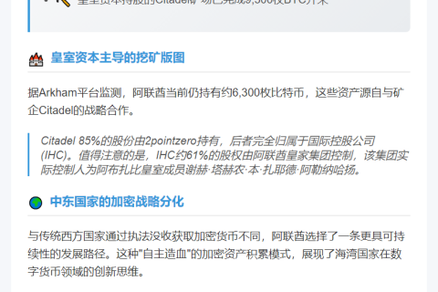 阿联酋7.4亿BTC持仓曝光，源自Citadel挖矿