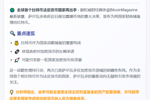 *萨尔瓦多再度增持比特币储备*