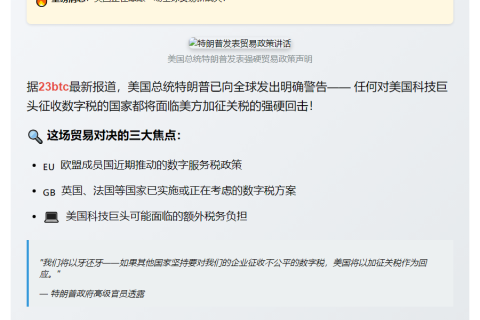 特朗普威胁对数字税国家加征关税