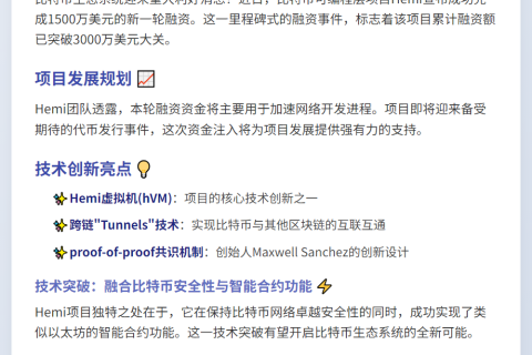 可编程层项目Hemi融资1500万美元