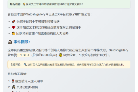 中本聪雕塑现身湖边