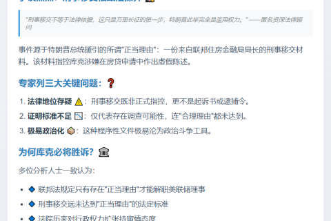 特朗普解雇库克无法律依据