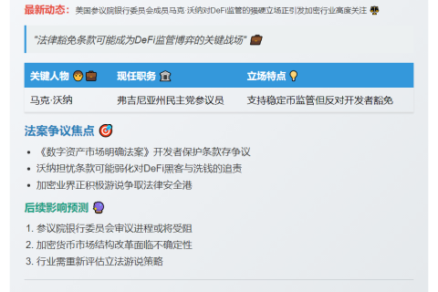 美参议员沃纳或阻碍加密政策推进