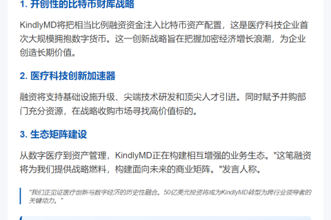 KindlyMD推50亿美元比特币财库计划