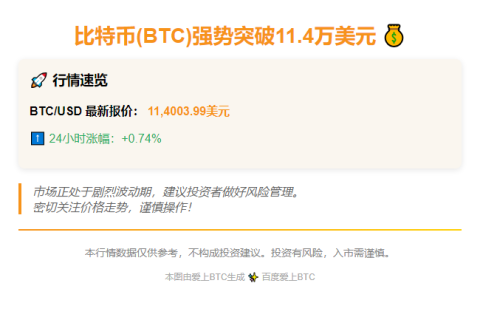 比特币飙涨至11.4万美元