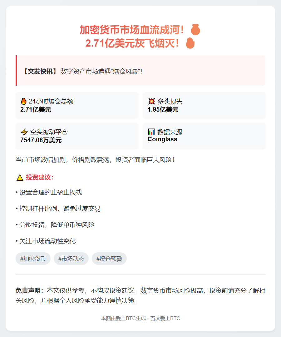 24小时全网爆仓2.71亿 多单为主