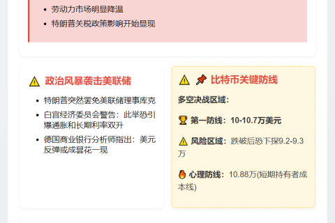 **标题**：美消费者信心下滑 比特币关键支撑受关注