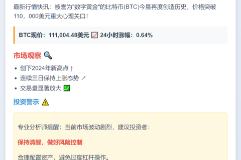 比特币破11万美元