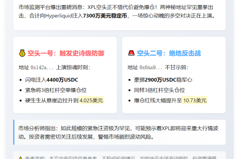 两XPL做空地址存7300万USDC避爆仓