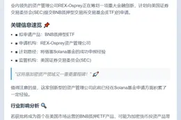 "REX-Osprey 申请 BNB 质押 ETF 获批"