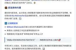 特朗普：数日内任命新劳统局长