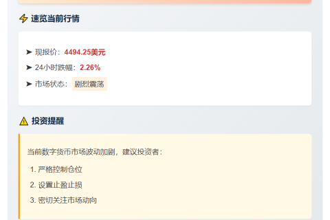 ETH跌穿4500美元