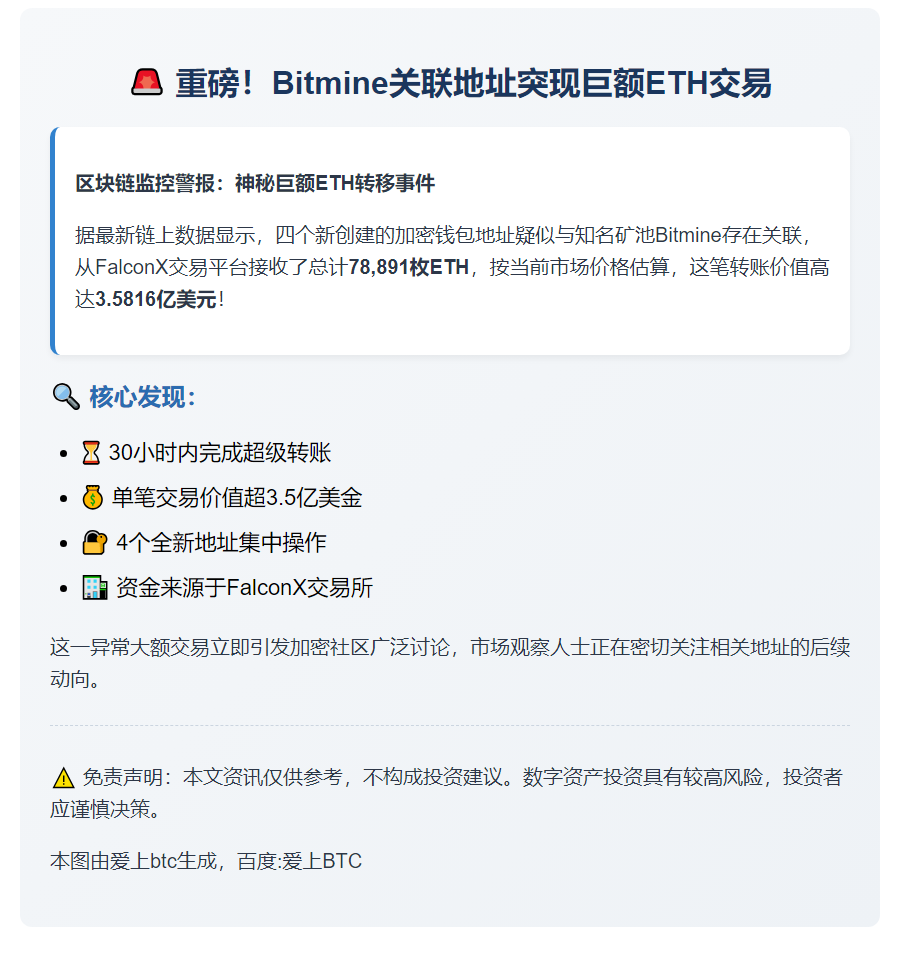 4新地址78,891 ETH接收耗时近30小时