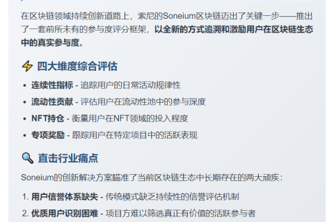 Soneium上线链上用户评分系统