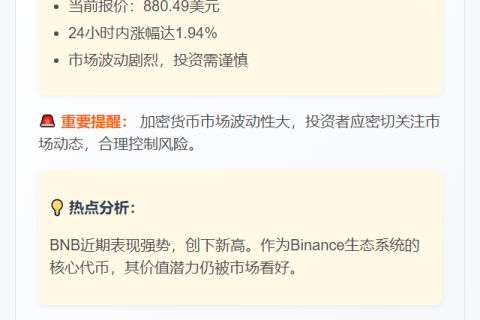 BNB突破880美元