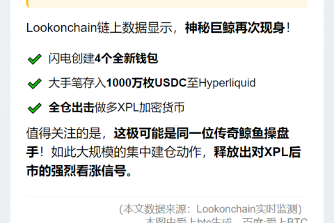 鲸鱼千万USDC做多XPL