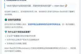 Adam Back：比特币将让全球企业变财库