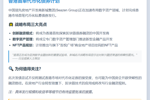 新城集团拟发代币化债券融资