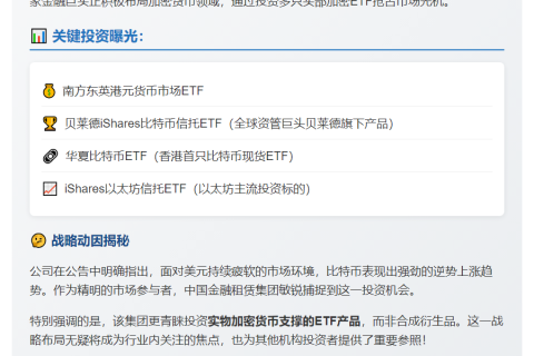 中金租赁投资贝莱德及港比特币ETF