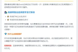 GUCCI 美国店支持 ETH 和 DOGE 支付