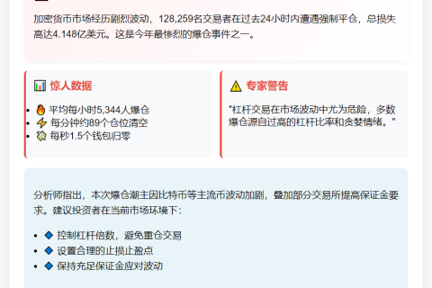 24小时内12.8万交易员爆仓 损失4.15亿美元
