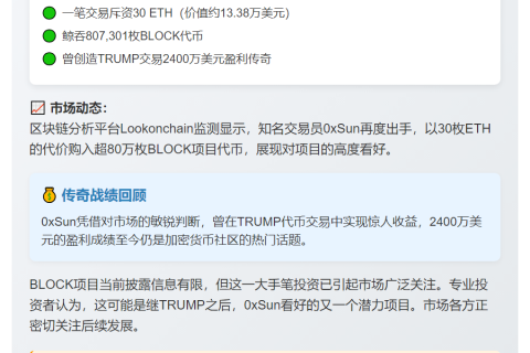 30 ETH买80.7万Block