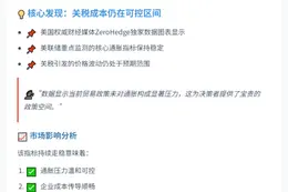 核心通胀指标显示关税成本可控