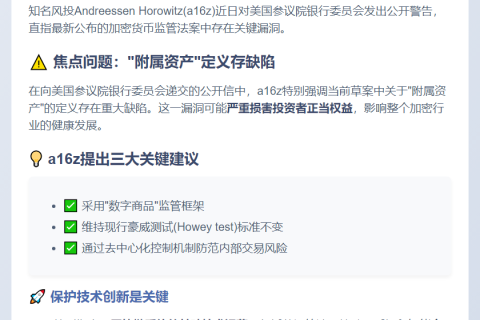 "a16z：加密法案附属资产定义存漏洞"