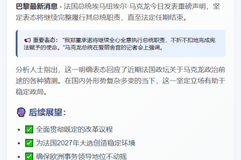 马克龙：将完成总统任期