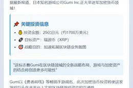 Gumi 拟投 25 亿日元购 XRP