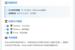 Solana DEX日交易额破14亿美元居第二