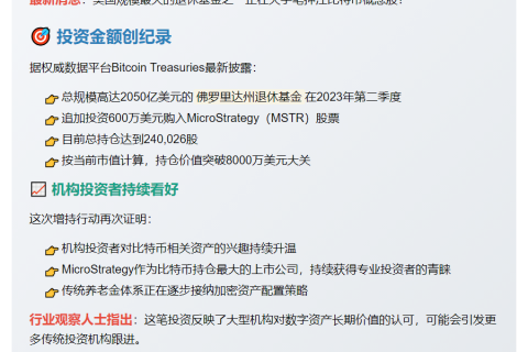 佛州退休基金增持MSTR至8000万美元