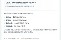 新区块接收1506枚BTC