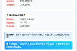 鲸鱼抛售197枚BTC并3倍杠杆做空561枚