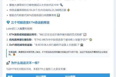 以太坊或暴涨100倍 华尔街需懂规则