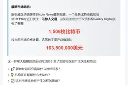 新钱包获GalaxyDigital1506枚BTC