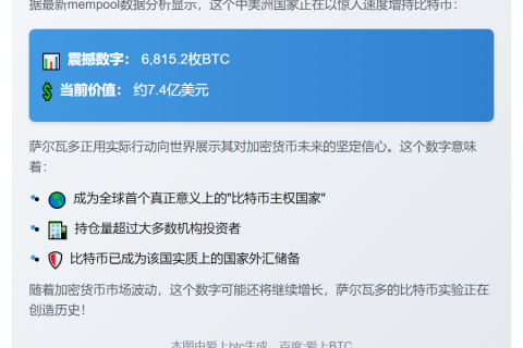 萨尔瓦多持6815枚比特币