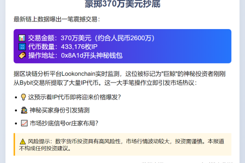 巨鲸豪掷370万美元囤积43万枚IP