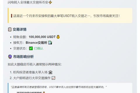 巨量USDT转入币安