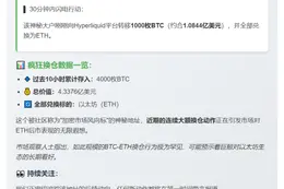巨鲸再转千枚BTC换仓ETH