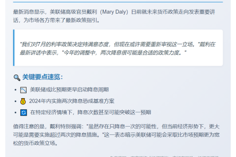 戴利：年内或降息两次