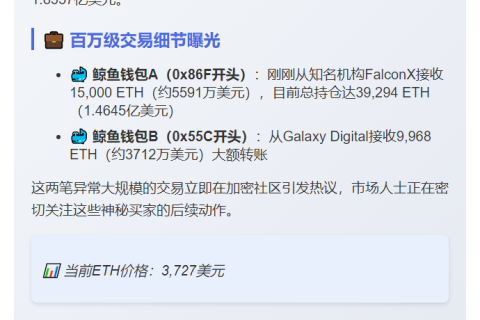 两新钱包囤1.84亿美元ETH