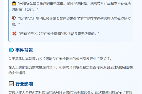 英伟达回复芯片"后门"疑虑