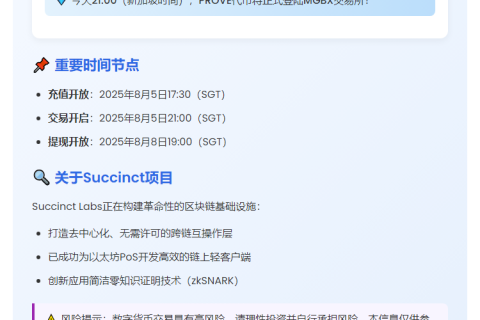 MGBX今日21:00上线PROVE现货交易